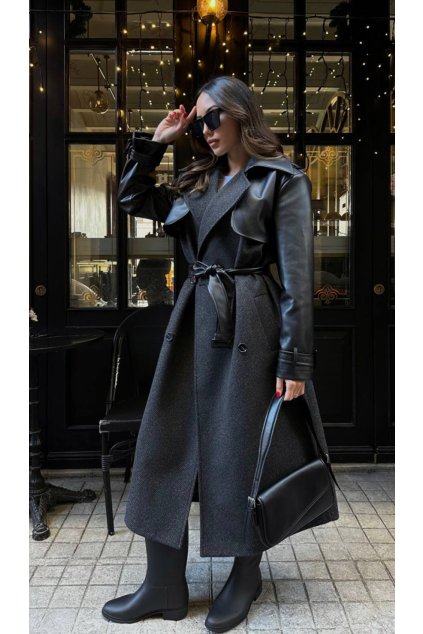 fenomen manteau long bi matiere black 1