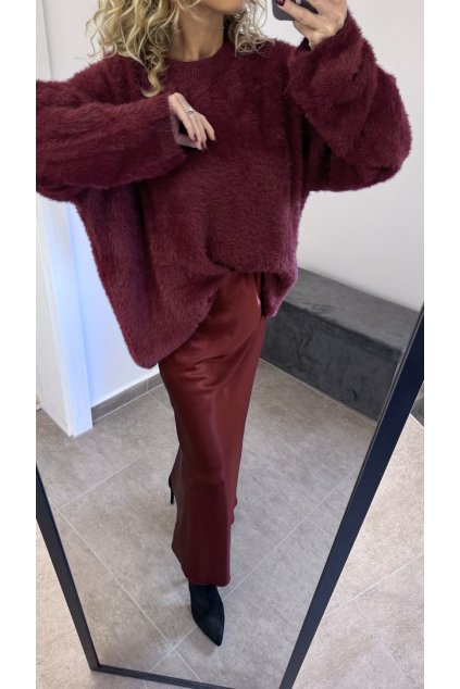 Bordo teddy svetr I