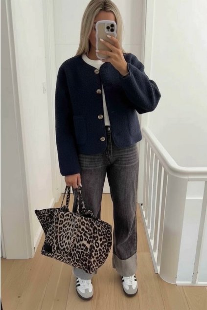 varsity blue jacket lencofashion