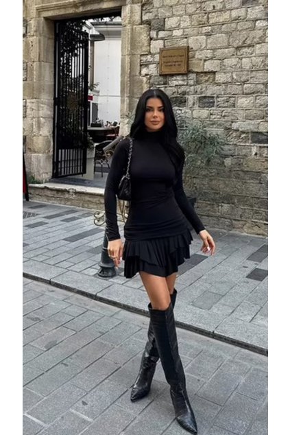 black Long Sleeve Dress LENACOFASHION III