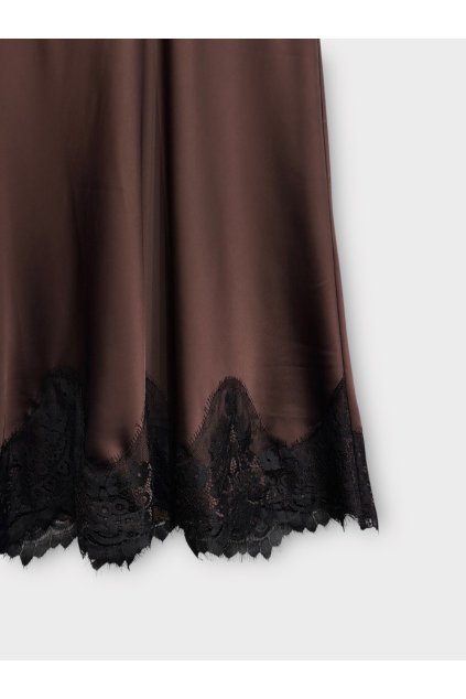 brown satin lace skirt lenacofashion detail