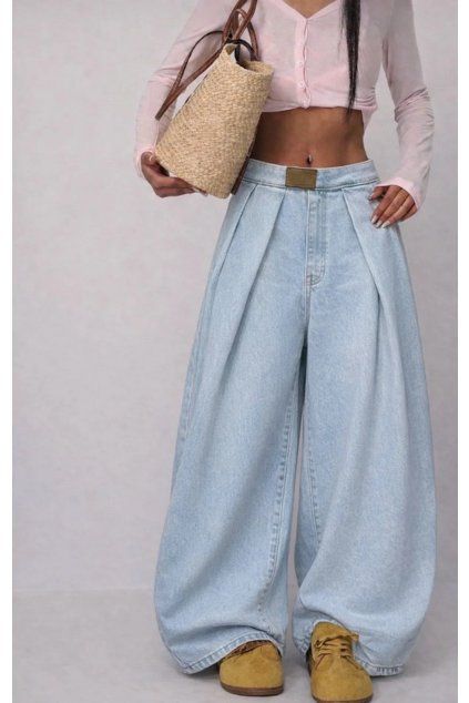 wide leg jeans blue Lenacofashion