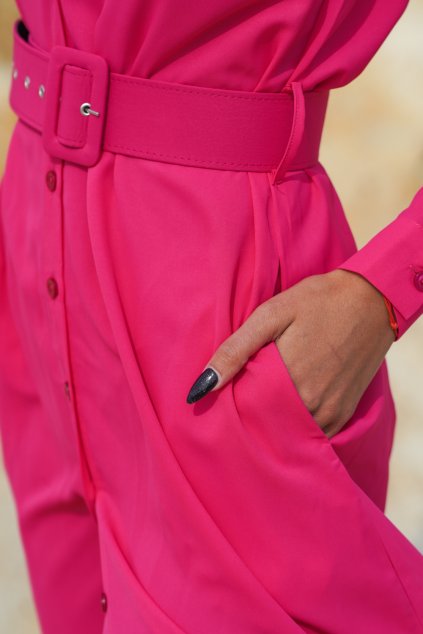 Dámské fuchsia košilové šaty Belty