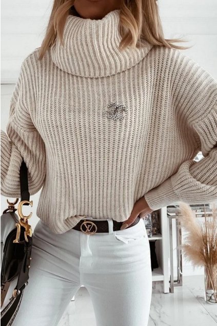 turtleneck sweater beige lencofashion