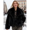black faux fur kožich černý krátky lencofashion