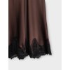 brown satin lace skirt lenacofashion detail