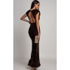 Brown long evening sequin dress Lenacofashion