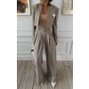 Female suit wide leg pants strips lenacofashion