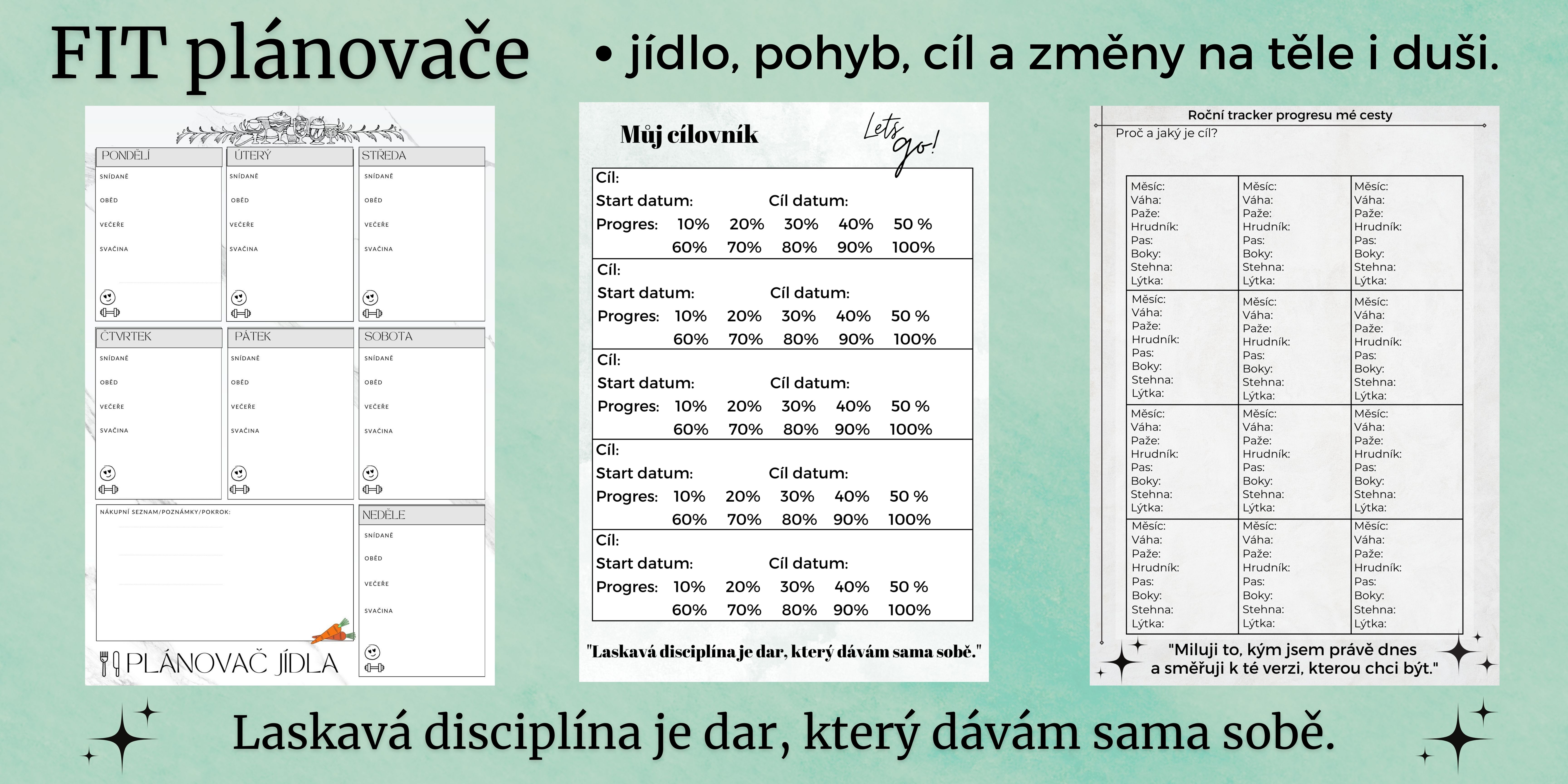 FIT plánovače - jídlo, pohyb, cíl a změna na těle i duši