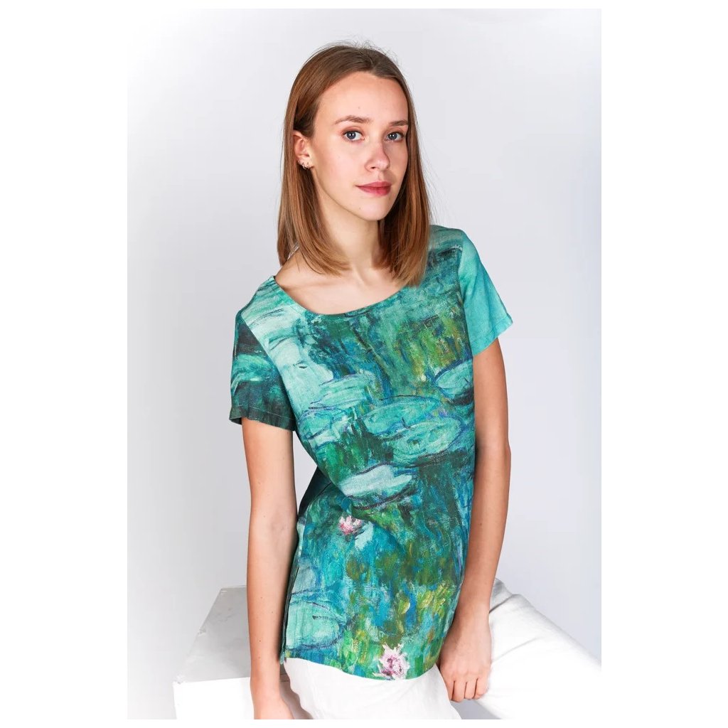 Lněné tričko Claude Monet Lekníny / Water Lilies