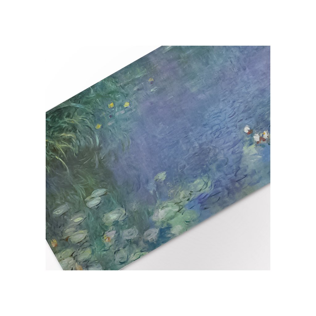 Lněný běhoun na stůl 142x50 Claude Monet Lekníny / Lilies-modrá verze