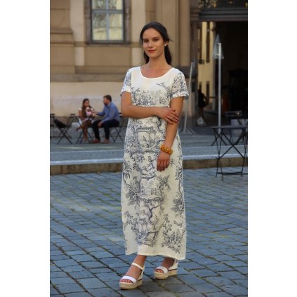 Šaty maxi Rozmarnost leta/Toile de Jouy