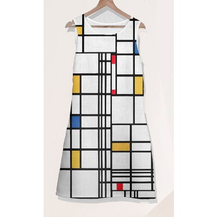 Šaty midi Piet Mondrian Kompozice / Composition Br (Velikost EU 50)