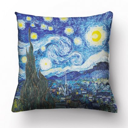 Povlak na polštář 45x45 cm Vincent Van Gogh Hvezdná noc /Starry night