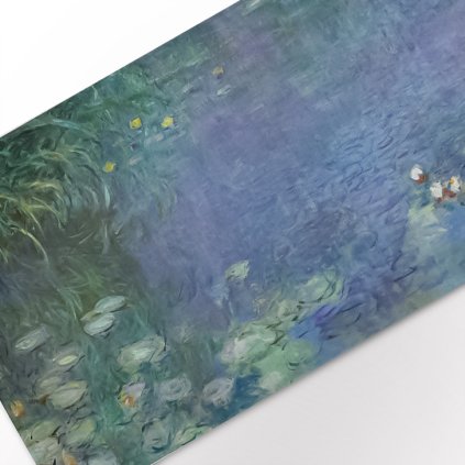 Lněný běhoun na stůl 142x50 Claude Monet Lekníny / Lilies-modrá verze