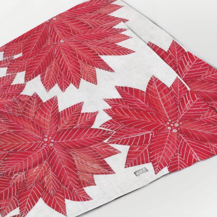 Lněné prostírání 48x32 cm Vánoční hvězda/ Poinsettia