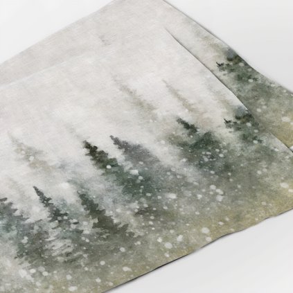 Lněné prostírání 48x32 cm Kouzelná vánoční krajina /Magic Christmas landscape
