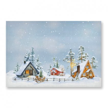 Lněné prostírání 48x32 cm Kouzelná dřevěná chaloupka /Magic Wooden House