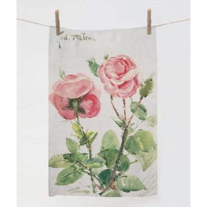 Two Roses 1884–1904 watercolor art by Zacharie Astruc. Original public domain image from The MET Museum towel mockup