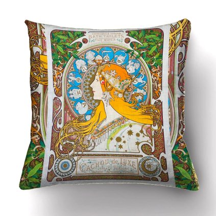 5884 povlak na polstar 100 len 45x45 alfons mucha zodiac