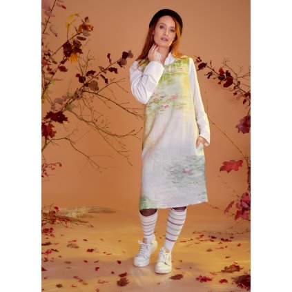 Šaty midi 100% Len  Len Claude Monet Lekníny 1907 II / Water Lilies 1907 Kr II Br