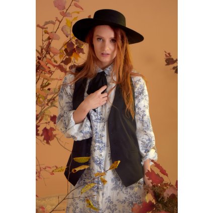 Košilové šaty 100% len Rozmarnost leta/Toile de Jouy