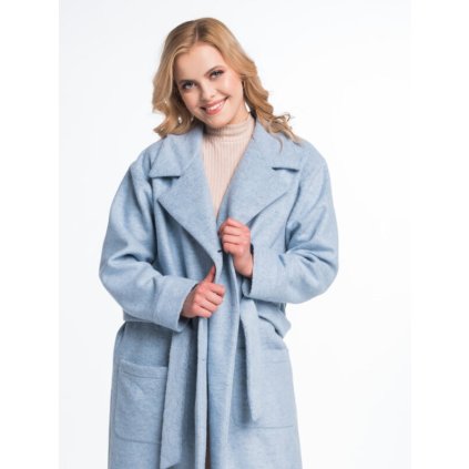 Dámský kabát 100% vlna NICOLE v světle modré barvě