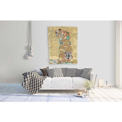 Lněná tapiserie Gustav Klimt Splnění/ Fulfillment 45x75 cm