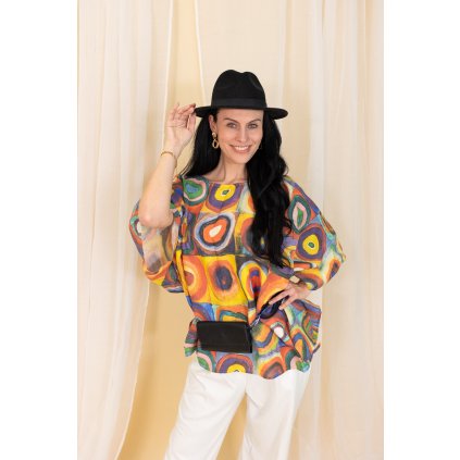 Pončo, 100% len - Wassily Kandinsky Variace Barev / Colour Study