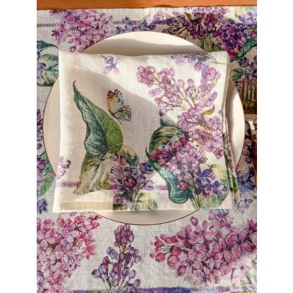 Lněné ubrousky 32x32 Květy bezu/ Elderflowers