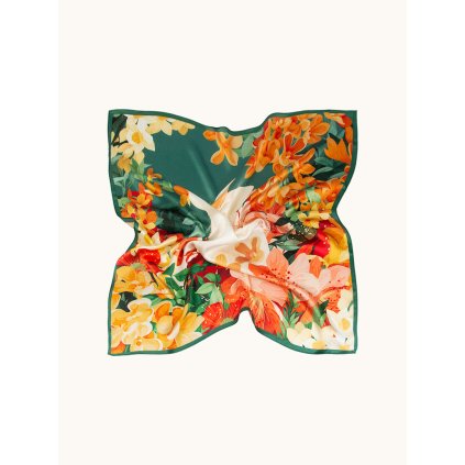 Hedvábný šátek „Rajská zahrada“ – 70 × 70 cm, 100% přírodní hedvábí_1