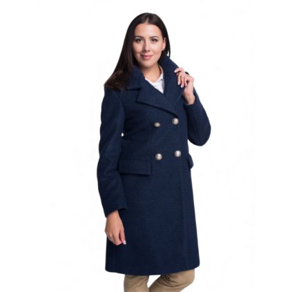 Dámský kabát 100% vlna – tmavě modrý