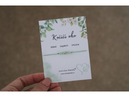 minimalisticky naramek Kocici oko na kartičce