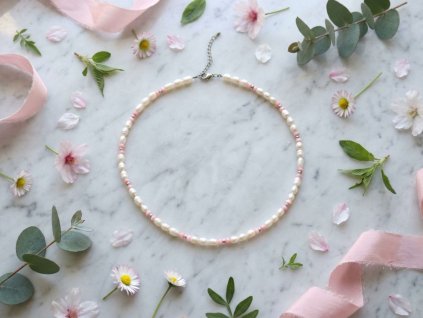 perlovy nahrdelnik laska s kvetinami