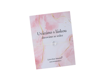 snurkovy naramek bile srdicko na karticce