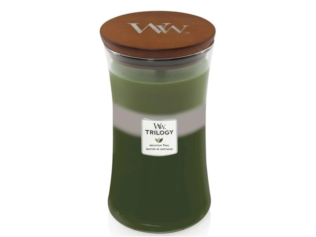 WoodWick vonná svíčka s dřevěným knotem velká Trilogy Mountain Trail