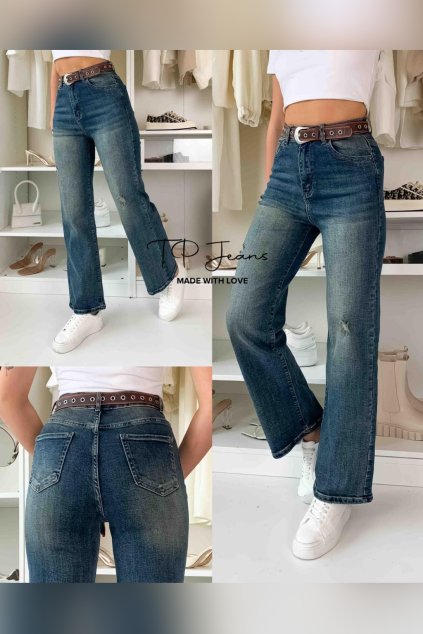 DŽÍNY DO ZVONU MYSELF - s páskem