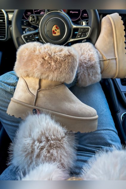 VÁLENKY S KOŽÍŠKEM CHILL - beige
