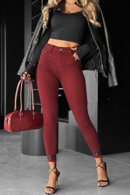 DŽÍNY SKINNY - bordo