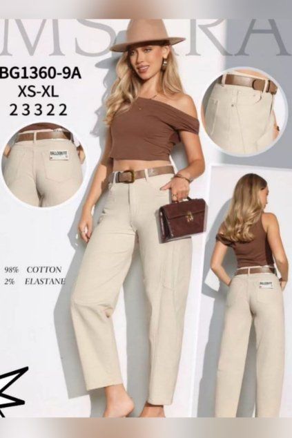 DŽÍNY M-SARA BALLOON - beige