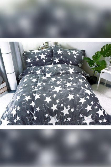 MIKROPLYŠOVÉ POVLEČENÍ STAR - šedá