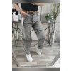 DŽÍNY BALLOON FIT GREY - s páskem