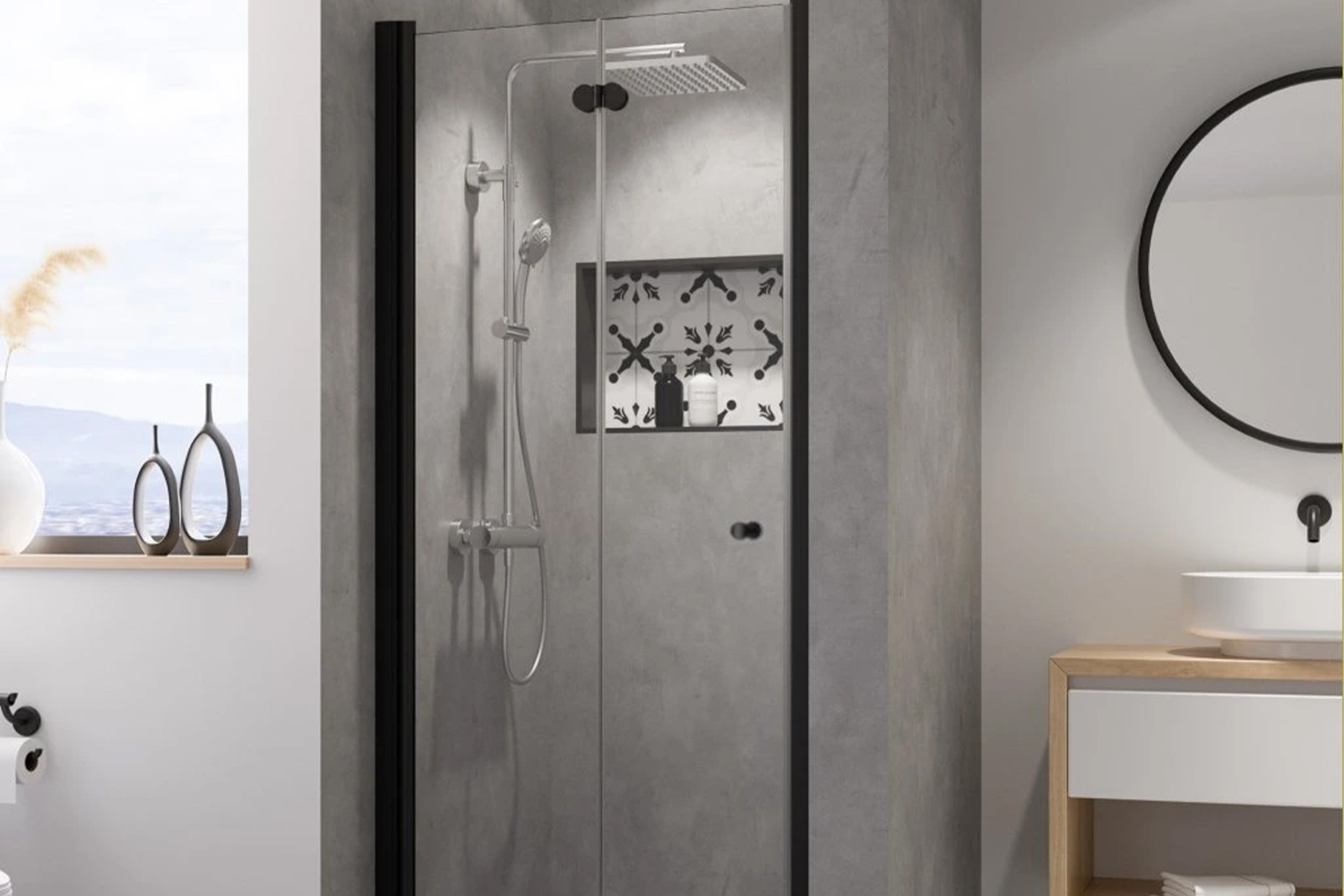 Montáž sprchových dverí.