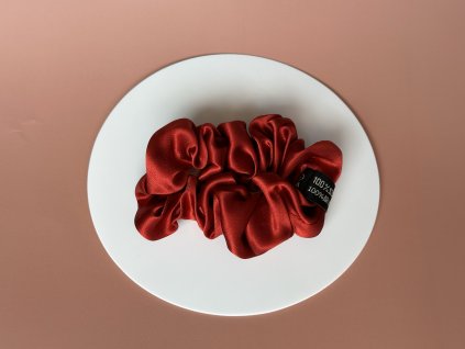 Scrunchie Hedvábná, rudá, vel. S