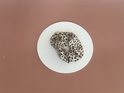 Scrunchie - Látková, leopard světlý, vel. S