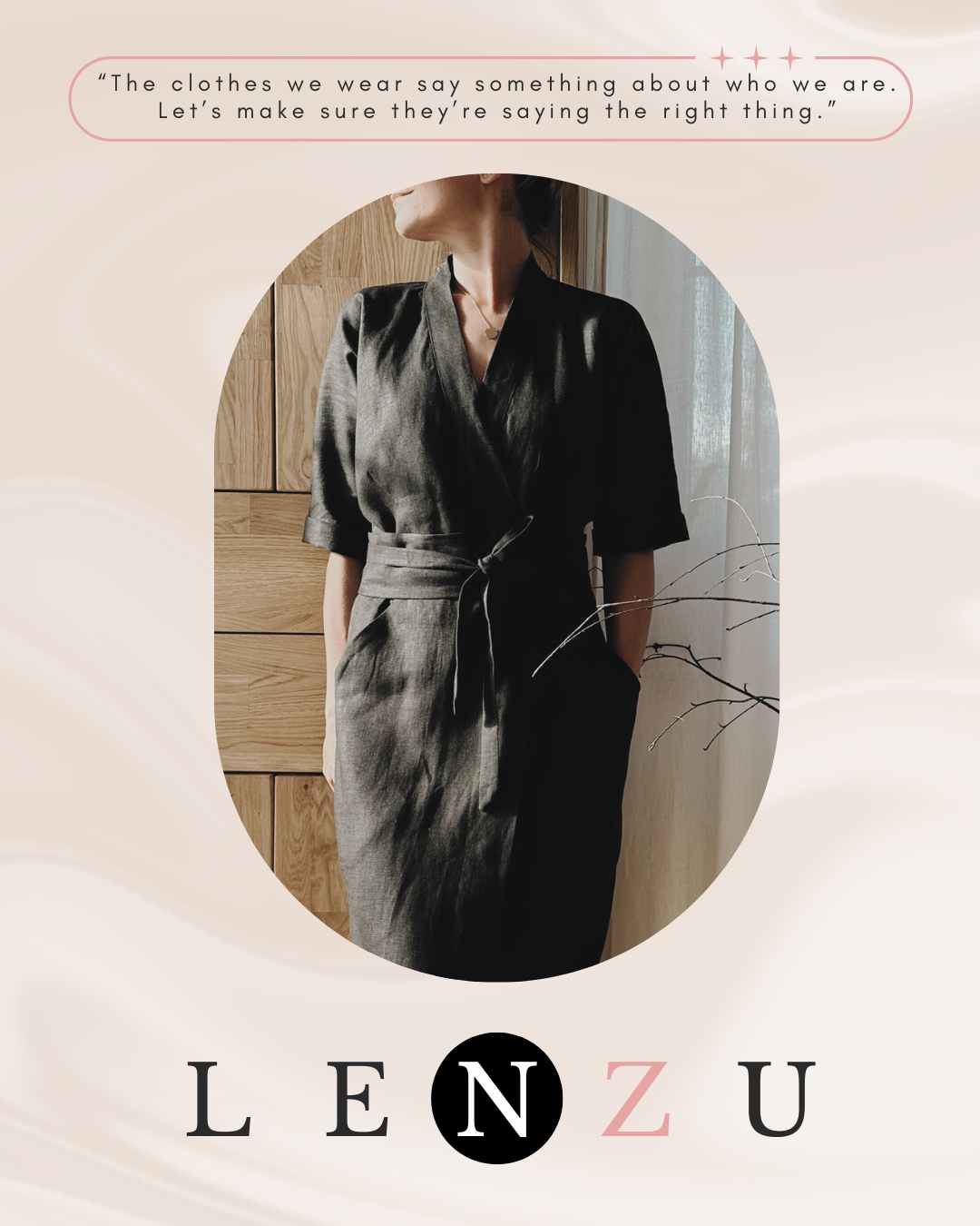 Lněné zavinovací šaty černé