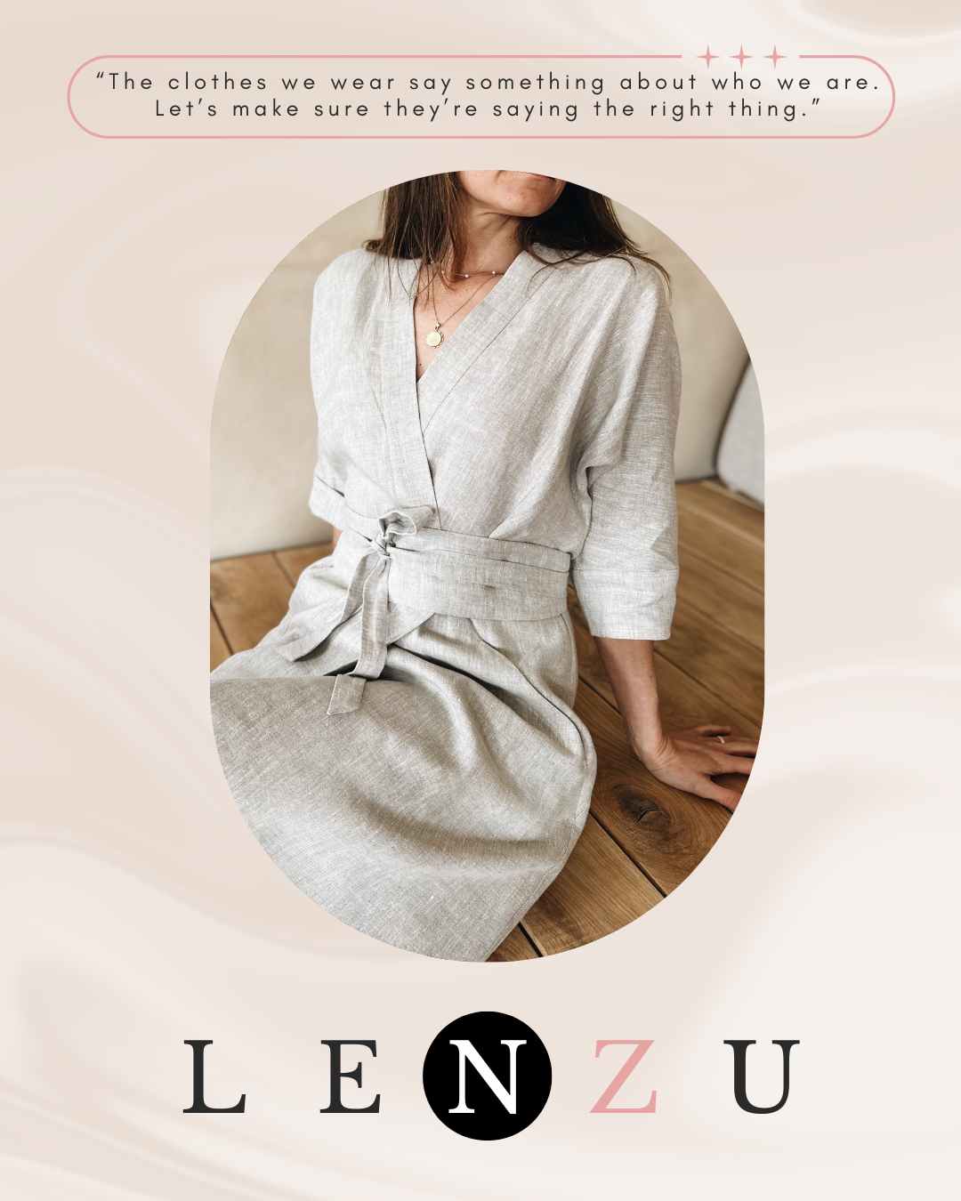 Lněné zavinovací šaty béžové