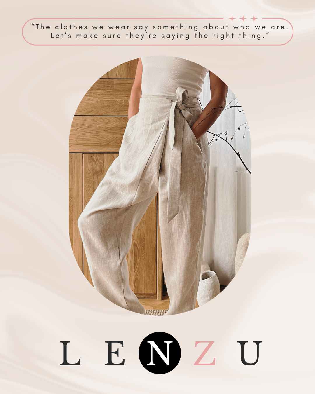 Lněné kalhoty Mizu béžové