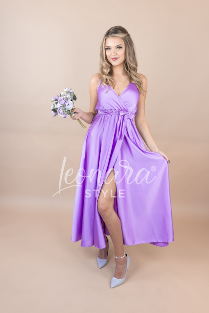 Světle fialové saténové šaty AMARA