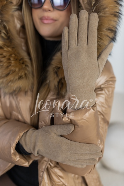 Hnědé elegantní rukavice ELAINE